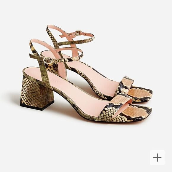J. Crew Shoes - J.Crew Layne ankle-strap heels in snake embossed leather
